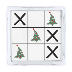 Christmas Tic Tac Toe Silver Finish Lapel Pin