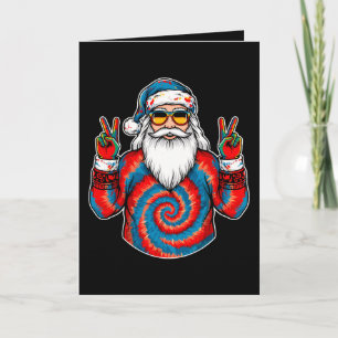 Christmas Tie Dye Santa Peace Sign Sunglasses Xmas Card