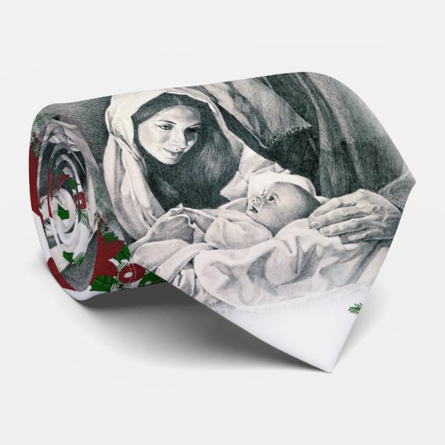 Christmas Tie, Jesus Christ Neck Tie (Rolled)