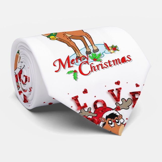 Christmas Tie, Love Neck Tie (Rolled)