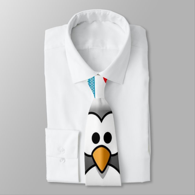 Christmas Tie, Penguin Neck Tie (Tied)