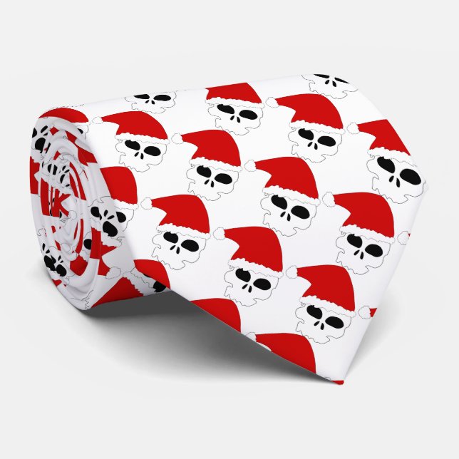 Christmas Tie/Santa Skulls Neck Tie (Rolled)