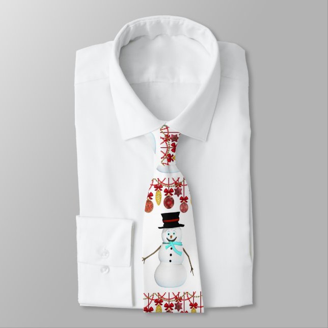 Christmas Tie, Snowman Neck Tie (Tied)