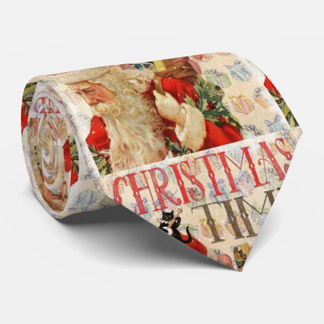 Christmas Tie, Vintage Neck Tie (Rolled)