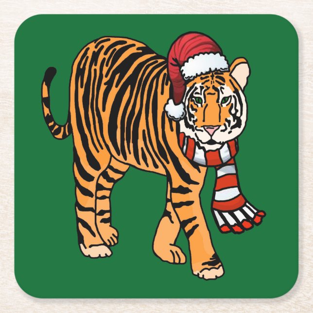 Christmas Tiger Cat Coaster (Front)