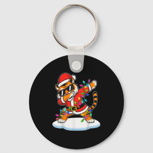 Christmas Tiger Dabbing Lights Santa Xmas For Men Keychain