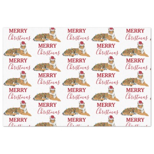 Christmas Tiger Funny Animal with Santa Hat  Tissue Paper