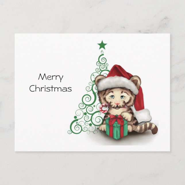 Christmas Tiger Holiday Postcard (Front)