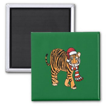 Christmas Tiger Magnet by PugWiggles at Zazzle