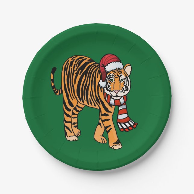 Christmas Tiger Paper Plate (Front)