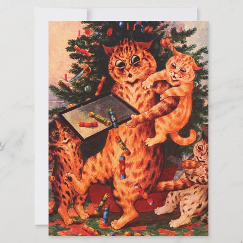 Christmas Time Catland Louis Wain Flat Card