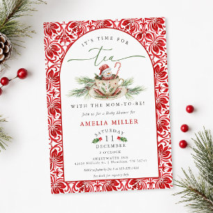 Christmas Time for Tea with the Mom-to-be Shower Invitation