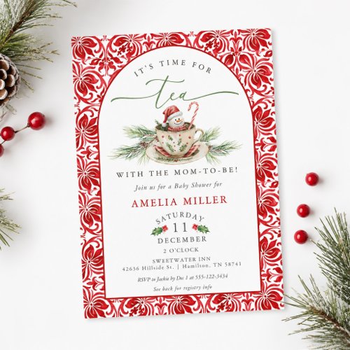 Christmas Time for Tea with the Mom-to-be Shower Invitation