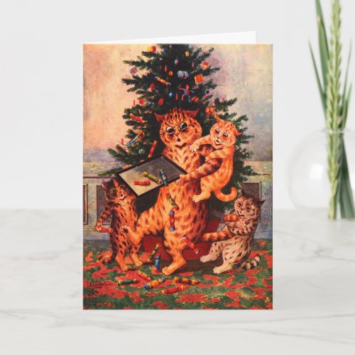 Christmas Time in Catland Louis Wain Card