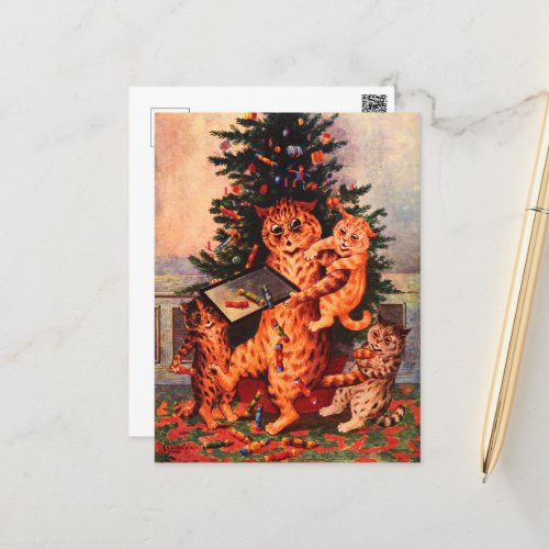 Christmas Time in Catland Louis Wain Post Card