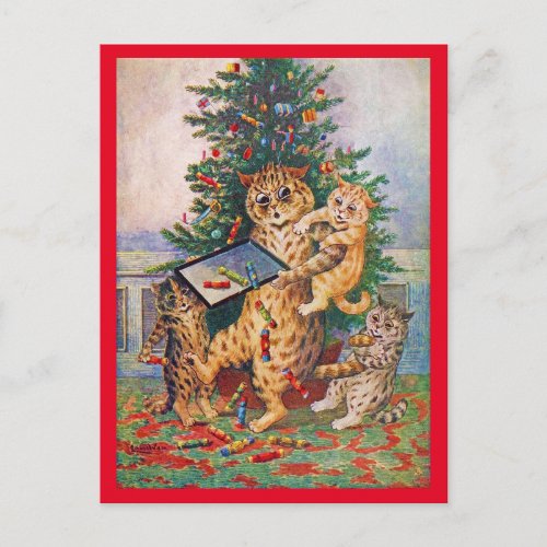 Christmas Time in Catland Louis Wain Postcard
