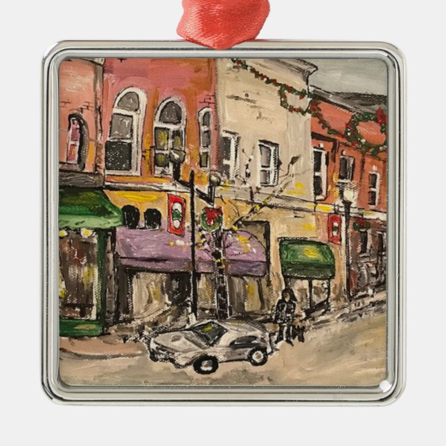 "Christmas time in Downtown Willoughby"  Metal Ornament (Front)