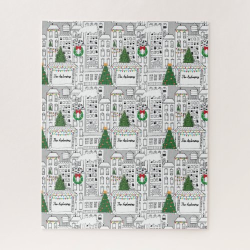 Christmas Time in the City Personalized Hand_Drawn Jigsaw Puzzle