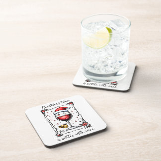 Christmas Time Is Better with Wine  Beverage Coaster