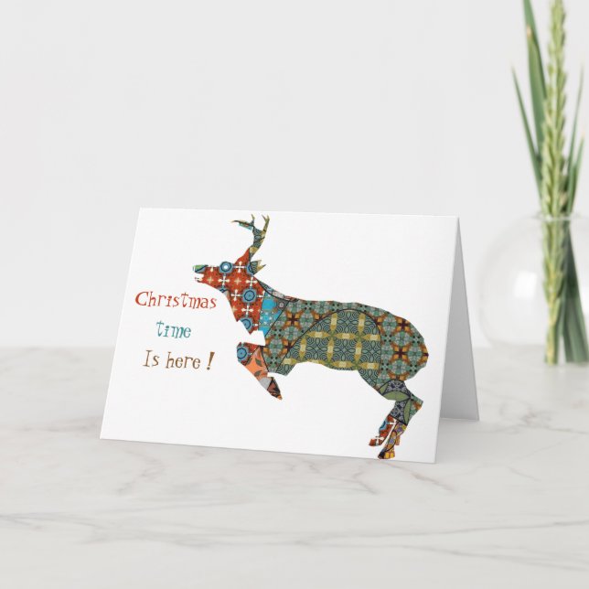 Christmas Time Is Here Folded Holiday Card (Front)