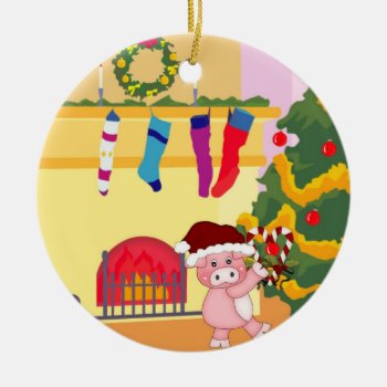 Christmas Time Piggy Ornament by ThePigPen at Zazzle