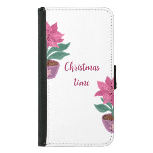 Christmas time Poinsettia in flower pot Samsung Galaxy S5 Wallet Case