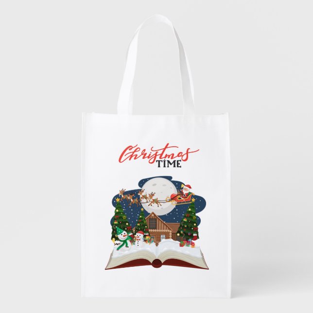 Christmas time Reusable Grocery bag (Front)