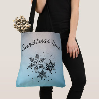 Christmas Time Snowflakes Pattern Tote Bag