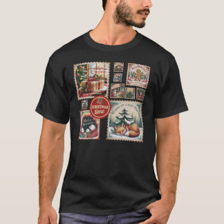 Christmas Time Vintage Postal Stamps Xmas T-Shirt