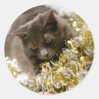 Christmas Tinsel Kitty Stickers