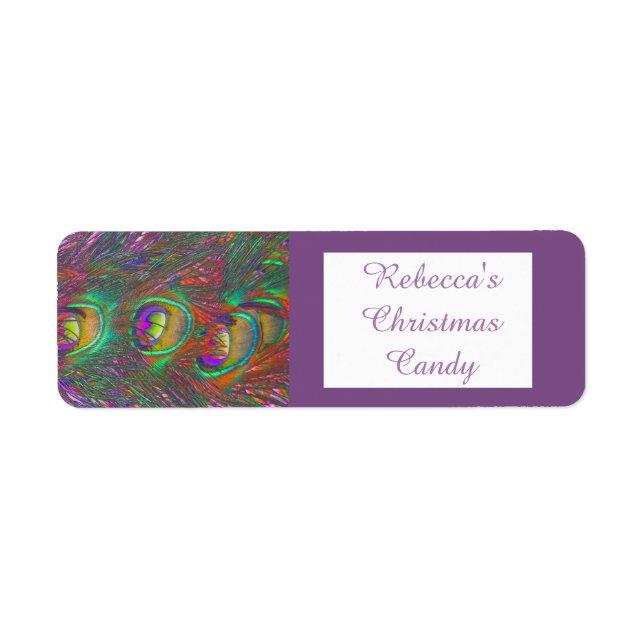 Christmas Tinsel Peacock Feather Custom Food Label (Front)