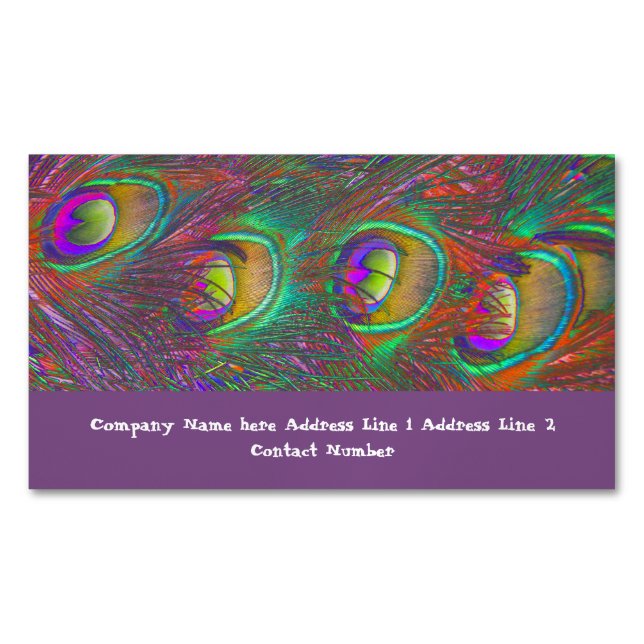 Christmas Tinsel Peacock Feathers Business Card Magnet (Front)
