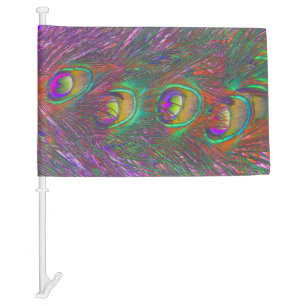 Christmas Tinsel Peacock Feathers Car Flag