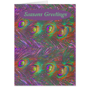 Christmas Tinsel Peacock Feathers Card