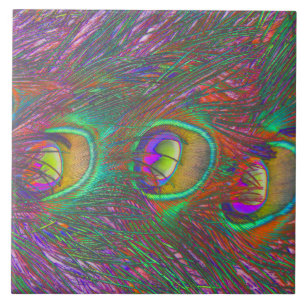 Christmas Tinsel Peacock Feathers Ceramic Tile