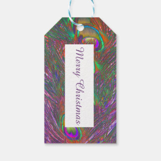 Christmas Tinsel Peacock Feathers Gift Tags