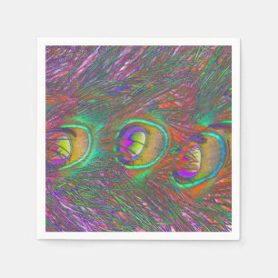 Christmas Tinsel Peacock Feathers Napkins