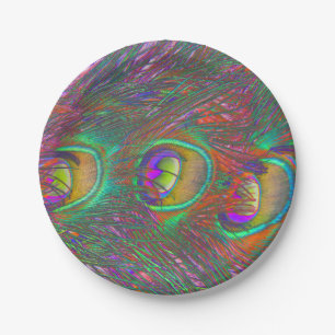 Christmas Tinsel Peacock Feathers Paper Plates