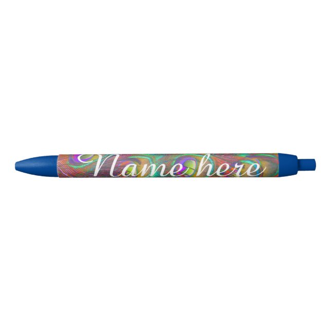 Christmas Tinsel Peacock Feathers Personalized Pen (Front)