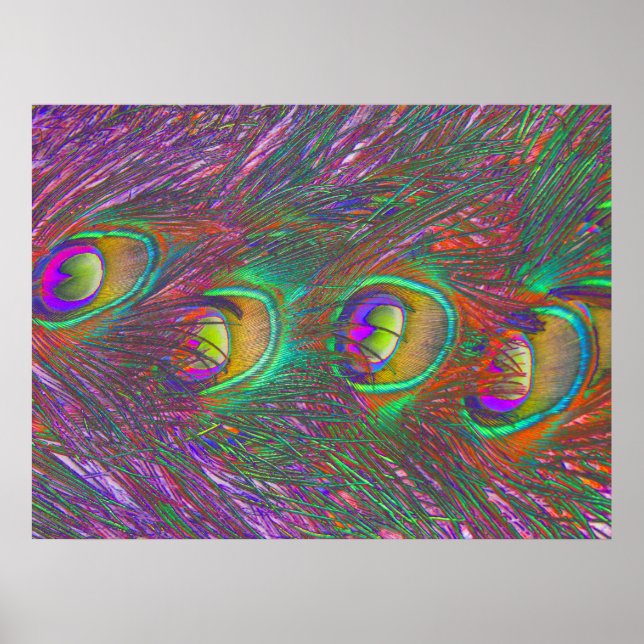 Christmas Tinsel Peacock Feathers Poster (Front)