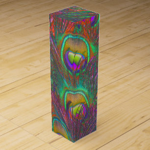 Christmas Tinsel Peacock Feathers Wine Box