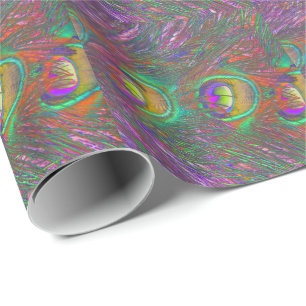 Christmas Tinsel Peacock Feathers Wrapping Paper