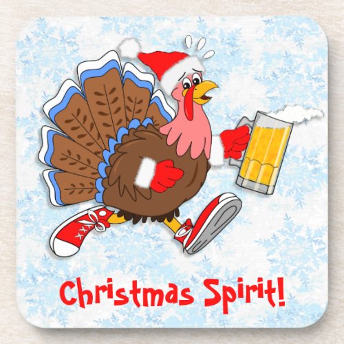 Christmas Tipsy Turkey Beer Beverage Coaster