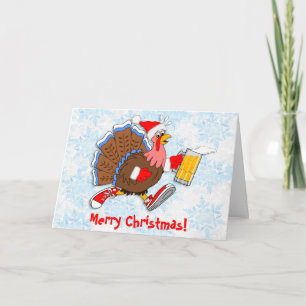 Christmas Tipsy Turkey (Beer) Holiday Card
