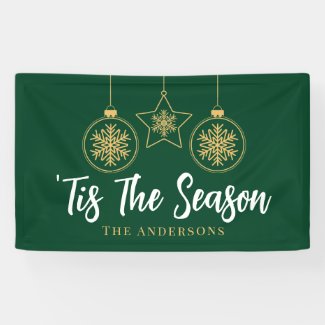 Christmas 'Tis The Season Green Gold, White Family