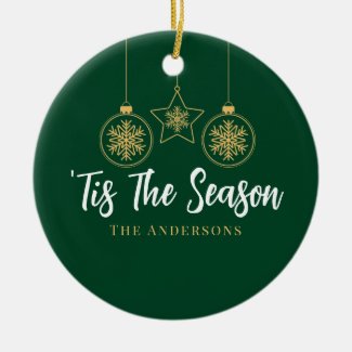 Christmas 'Tis The Season Green Gold, White Family