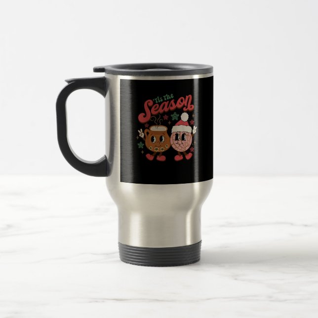 Christmas Tis The Season Mexican Concha Pan Dulce  Travel Mug (Left)