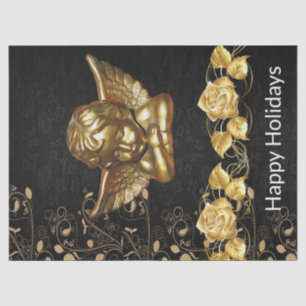 Christmas Tissue Paper Happy Holidays Gold Angel