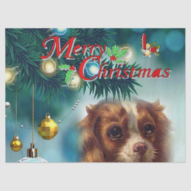 Christmas Tissue Paper, Merry Christmas, Dog Paper (Front)