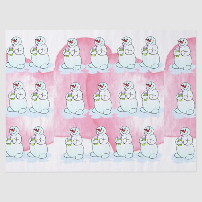 Christmas Tissue Paper Pink Snowman  (Front)